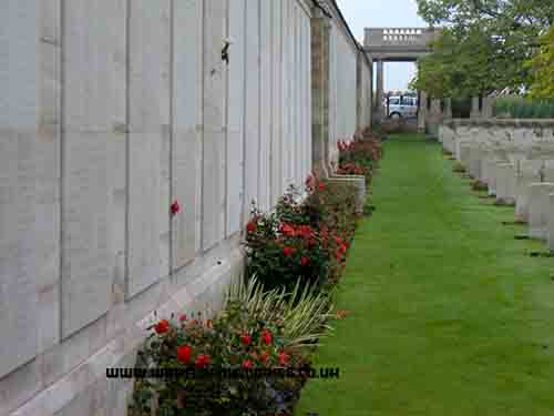 Alfred Hall, Panel 93 to 95 Loos Memorial